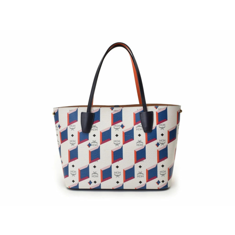 MCM Tote Bag White Leather Pouch